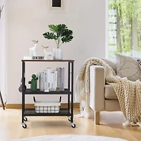 Rustic Brown Kitchen Baker's Rack 3-Tier Mesh Kitchen Storage Cart