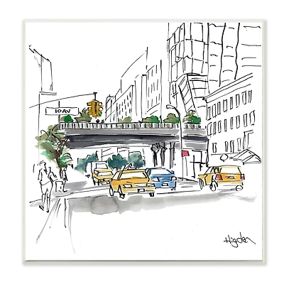 Stupell Industries City Taxi Underpass Urban Architecture Watercolor, 12" x 12"