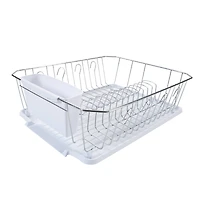 Kitchen Details White 3-Piece Chrome Dish Rack Set