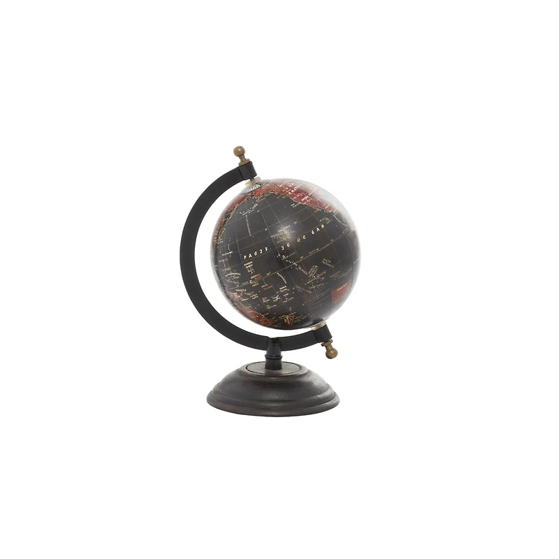 9" Rustic Black Metal, Wood & Plastic Globe