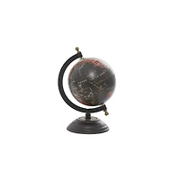 9" Rustic Black Metal, Wood & Plastic Globe
