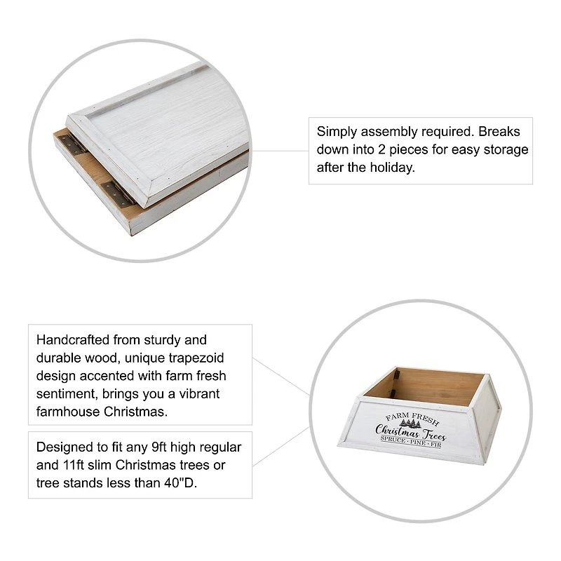 Glitzhome® 32" White Trapezoid Farm Fresh Christmas Tree Collar