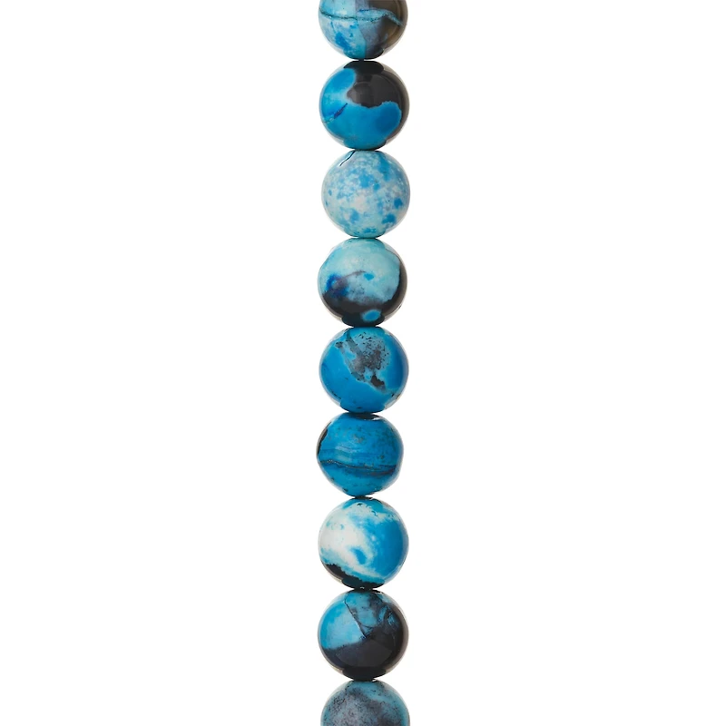 12 Pack: Aqua & Black Dyed Agate Round Beads, 10mm by Bead Landing™