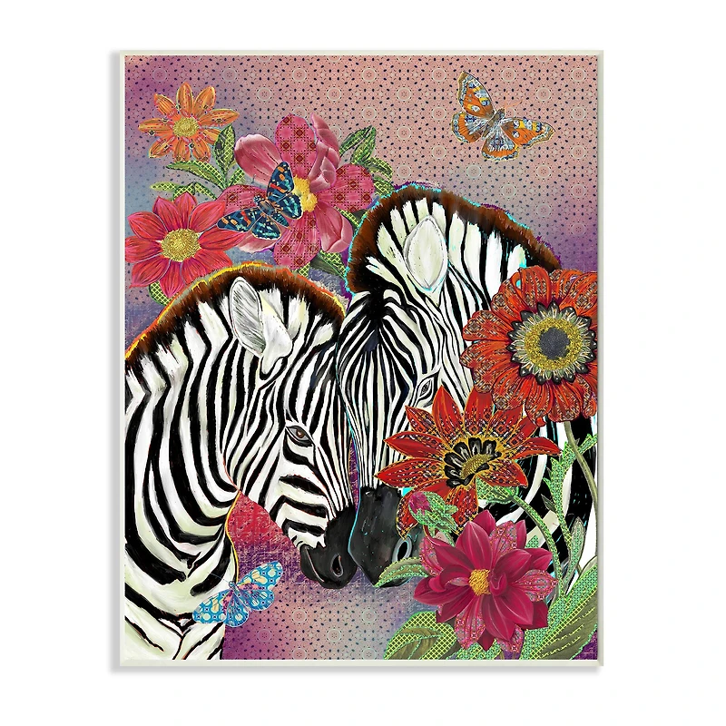 Stupell Industries Loving Zebra Pair over Pink Arabesque Pattern Wall Plaque