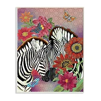 Stupell Industries Loving Zebra Pair over Pink Arabesque Pattern Wall Plaque