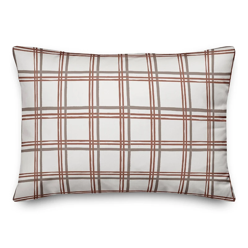 White & Red Holiday Plaid Throw Pillow