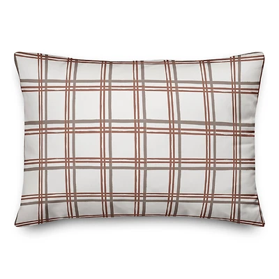 White & Red Holiday Plaid Throw Pillow