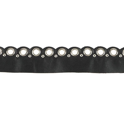 1 5/16" Black Scalloped Faux Leather Eyelet Trim by Celebrate It® Fashion Mode