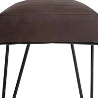 4ft. Dark Brown Leather Upholstered Bench with Hairpin Legs