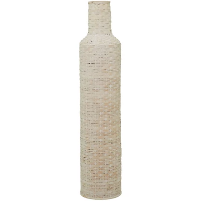 White Bamboo Tall Woven Floor Vase 9" x 9" x 39"