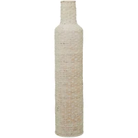White Bamboo Tall Woven Floor Vase 9" x 9" x 39"