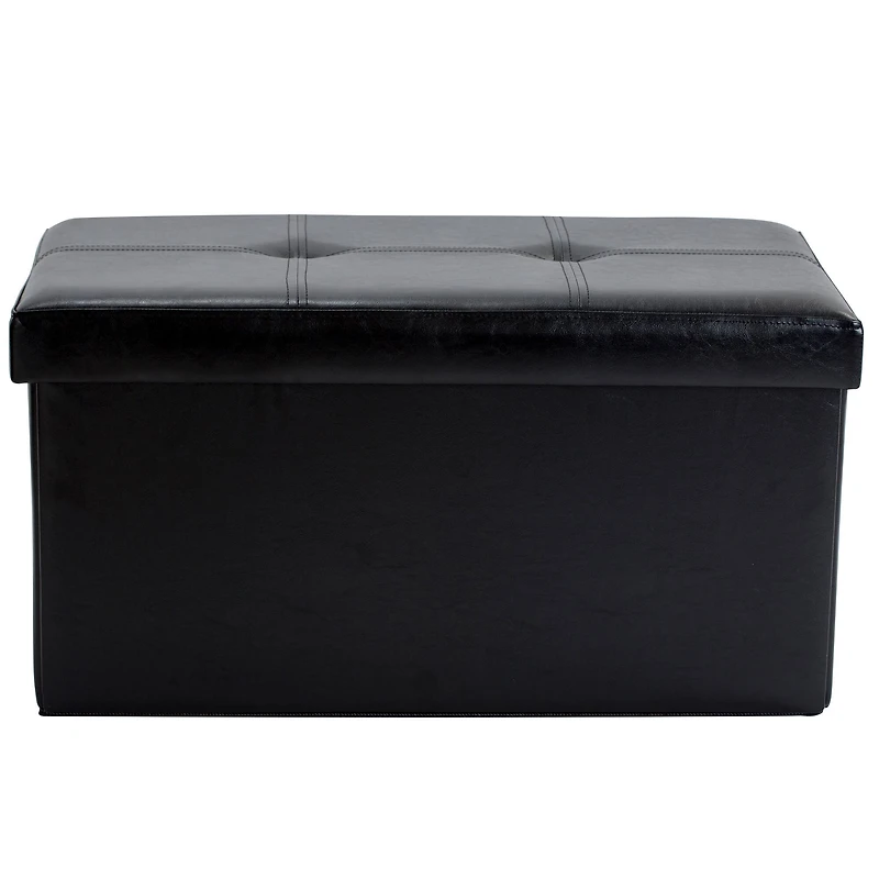 Simplify Faux Leather Double Folding Storage Ottoman