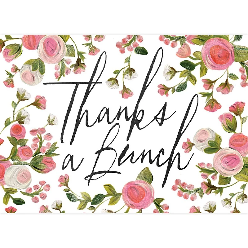 JAM Paper Blank Rosy Floral Design Thank You Cards Set, 36ct.