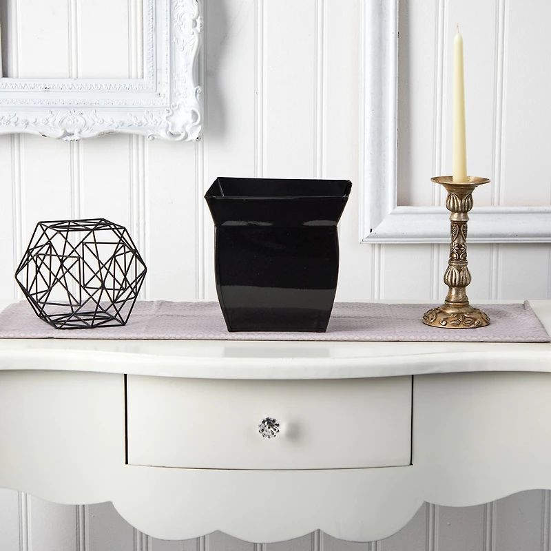 8" Fluted Metal Square Planter