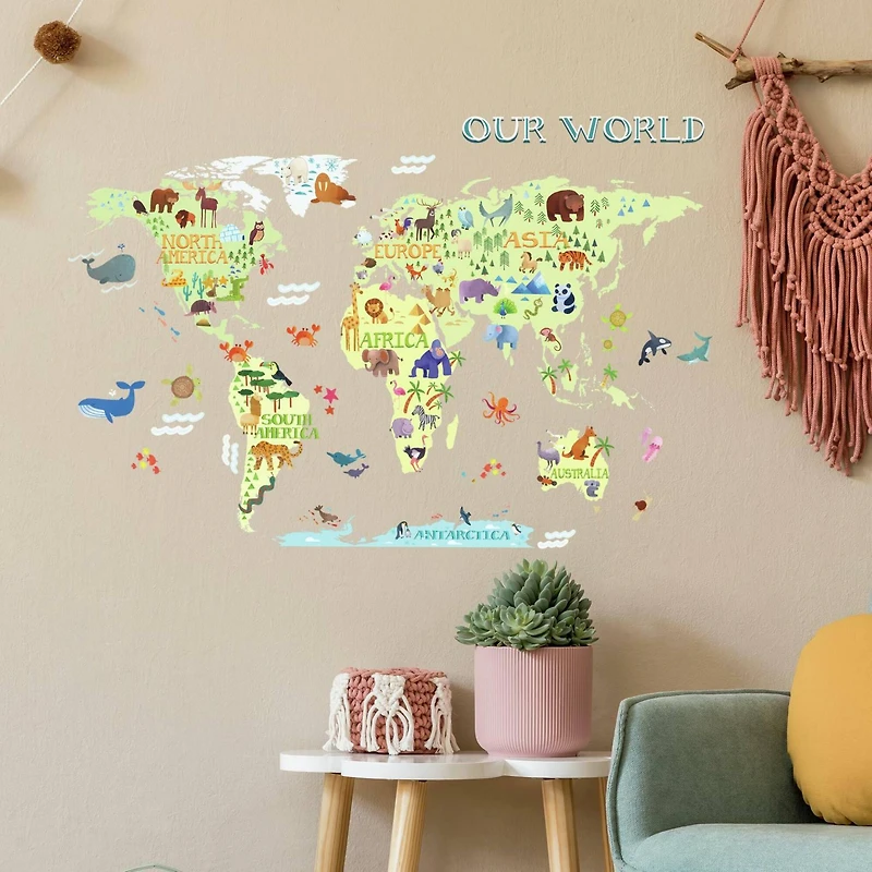 RoomMates Kids World Map Peel & Stick Giant Wall Decals