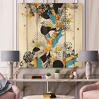 Designart - Minimal Fluid Shapes In Bauhaus Memphis Style - Modern Print on Natural Pine Wood