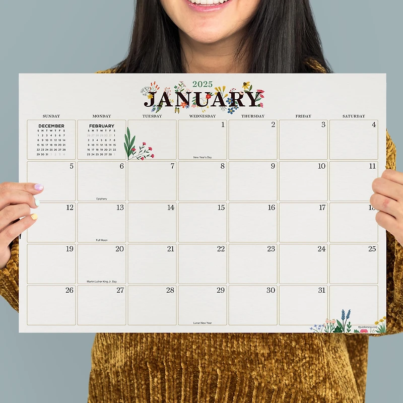 TF Publishing 2024-2025 Medium Floral Desk Pad Calendar