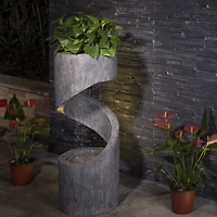 Glitzhome® 31" Polyresin Curving Shaped Outdoor Fountain with LED Light