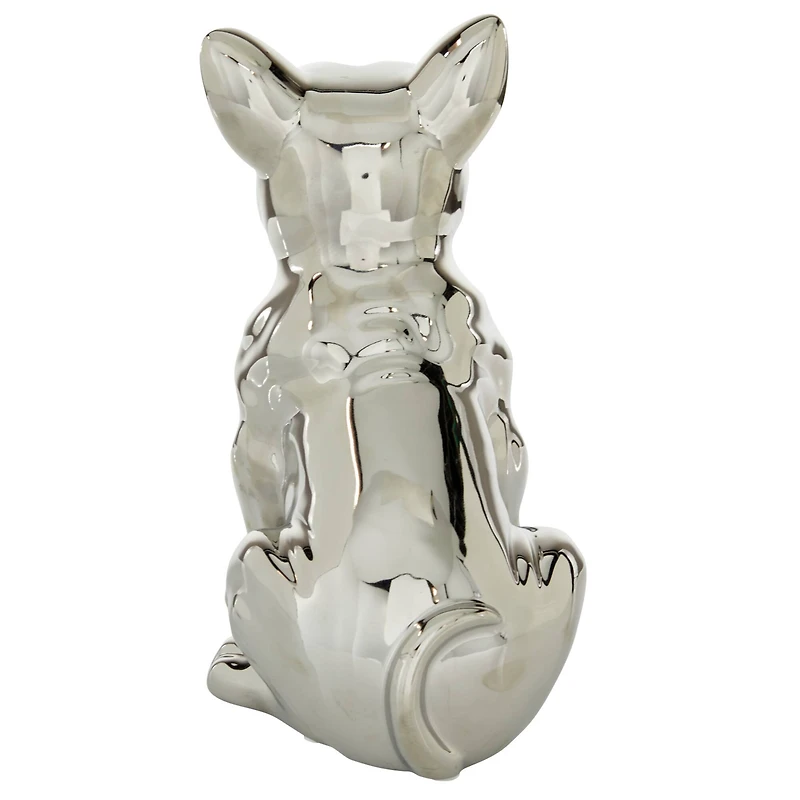 CosmoLiving by Cosmopolitan Silver Ceramic Glam Sculpture, Dog 12" x 6" x 10"