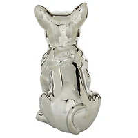 CosmoLiving by Cosmopolitan Silver Ceramic Glam Sculpture, Dog 12" x 6" x 10"