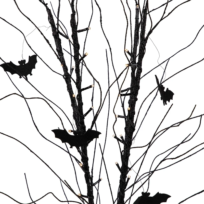 50" LED Black Halloween Branch Tree with Bats
