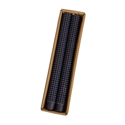 Hello Honey® 10" Navy Blue Unscented Hobnail Taper Candles, 2ct.