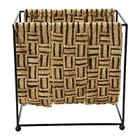 Hello Honey® Natural & Black Decorative Woven Jute & Metal Magazine Holder