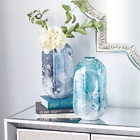 The Novogratz 11.5" Blue Glass Contemporary Vase Set