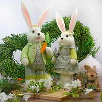 20" White & Green Standing Girl Rabbit Easter Figure