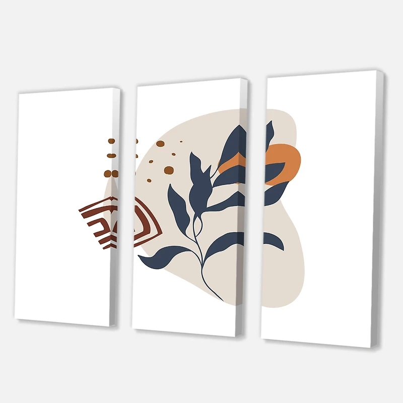 Designart - Abstract Flowers On Minimal Shapes VII