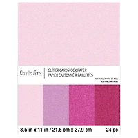 12 Packs: 24 ct. (288 total) Pink Hues Glitter 8.5" x 11" Cardstock Paper by Recollections™