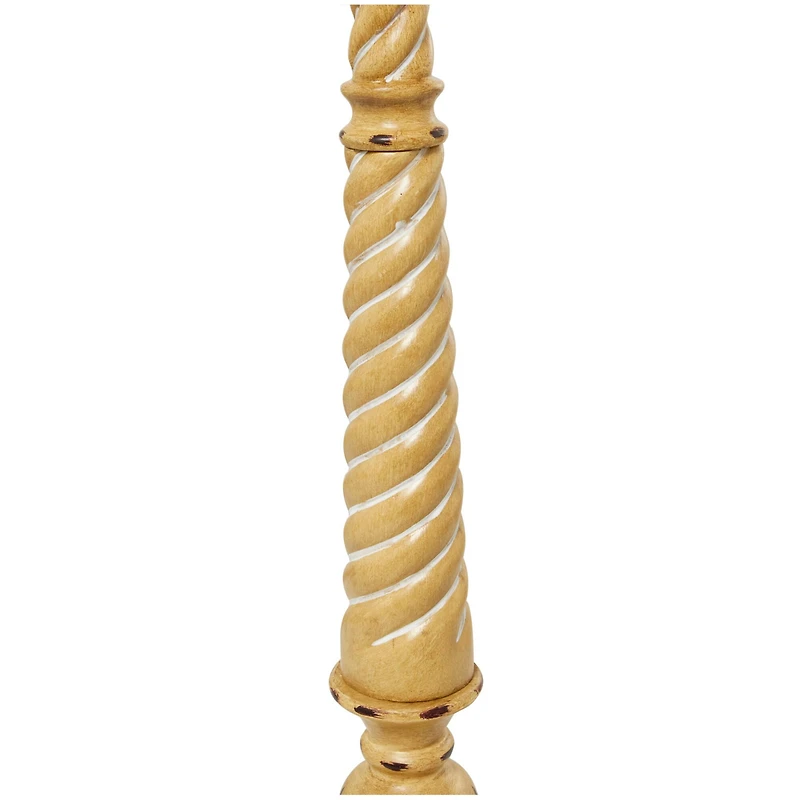 Brown Polystone Turned Style Floor Lamp with Drum Shade 16" x 16" x 60"