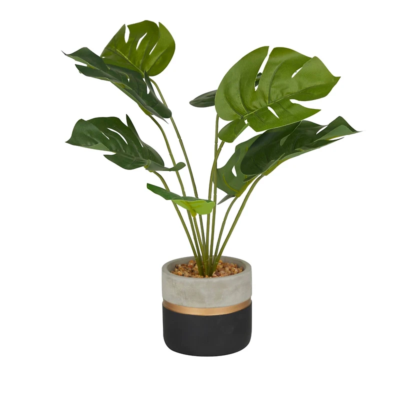 18" Green PVC Monstera Contemporary Artificial Foliage