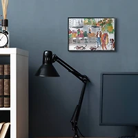 Stupell Industries Farmers Market Illustration City Dog Walkers in Frame Wall Art