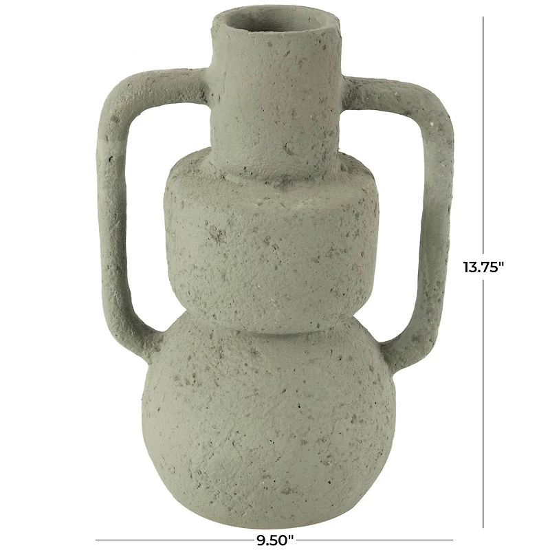 14" Light Gray Paper Mache Textured Vase