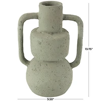 14" Light Gray Paper Mache Textured Vase