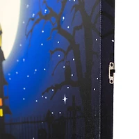 LED Lighted Witch in the Moon Halloween Canvas Wall Art