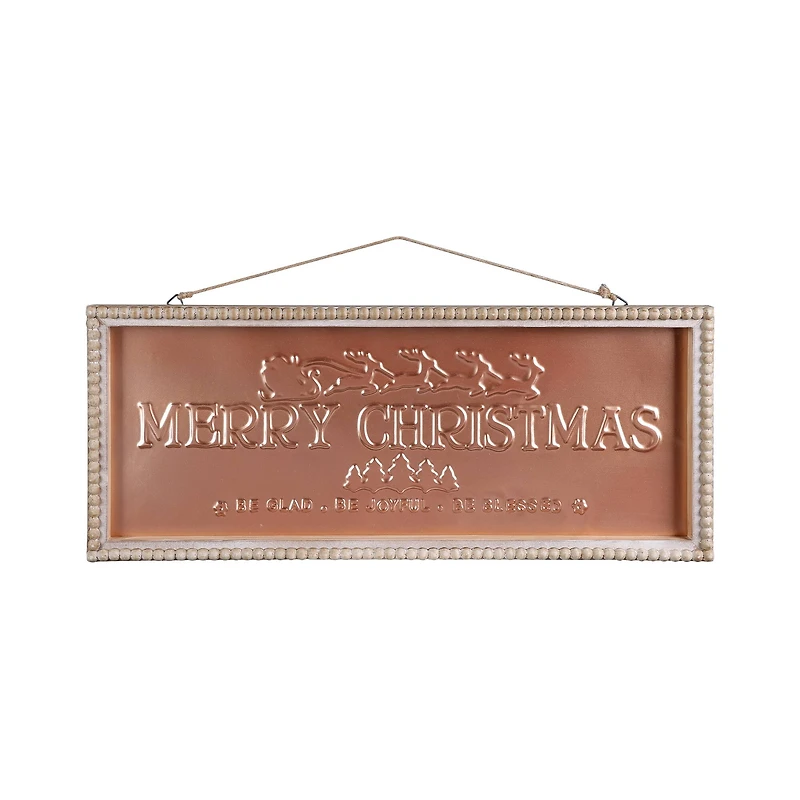 19.75" Merry Christmas Metal Wall Décor in Beaded Frame by Ashland®