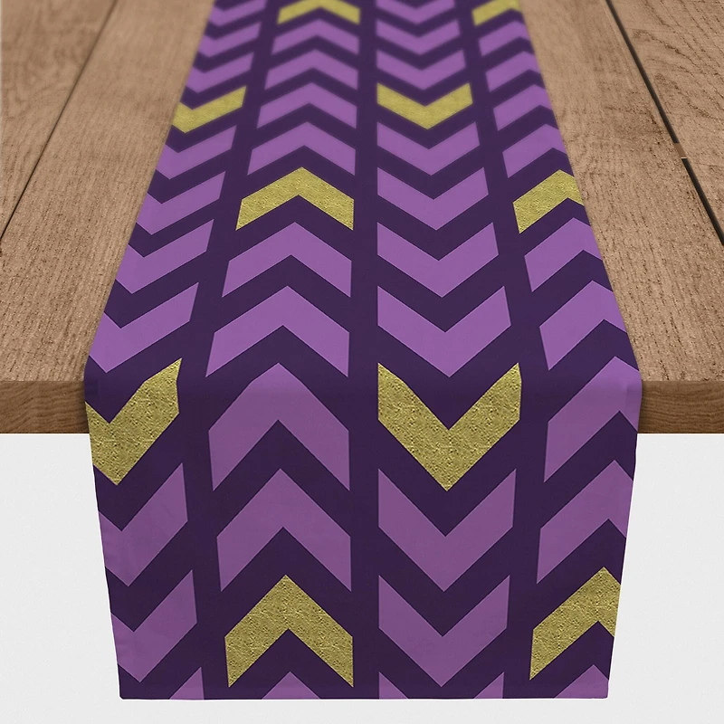 Purple & Gold Chevron Outdoor Table Runner