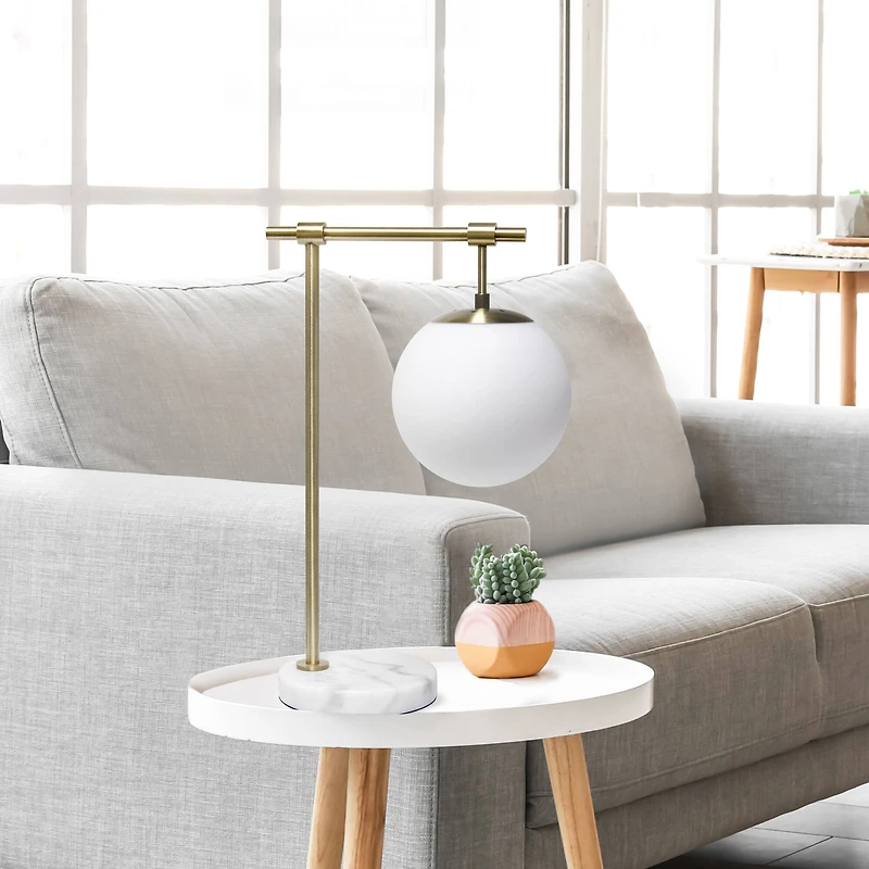 Lalia Home Studio Loft 21" White Globe Shade Table Lamp