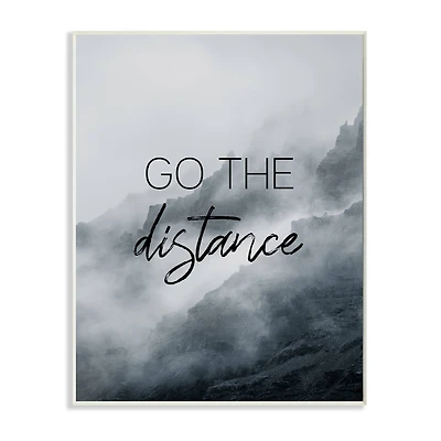 Stupell Industries Go The Distance Phrase Foggy Cliffside Mountain Wall Plaque