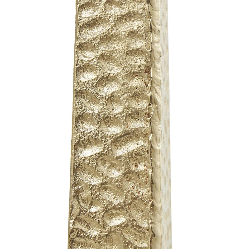 Gold Aluminum Tall Hammered Candle Holder Set