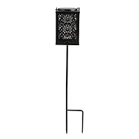 33" Solar Powered Antique Finish Lantern With Garden Stake