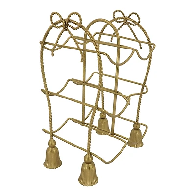13" Gold Bow & Tassel Tabletop Metal Bottle Holder by Ashland®