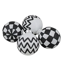 2.5" Black & White Glass Ball Décor Set