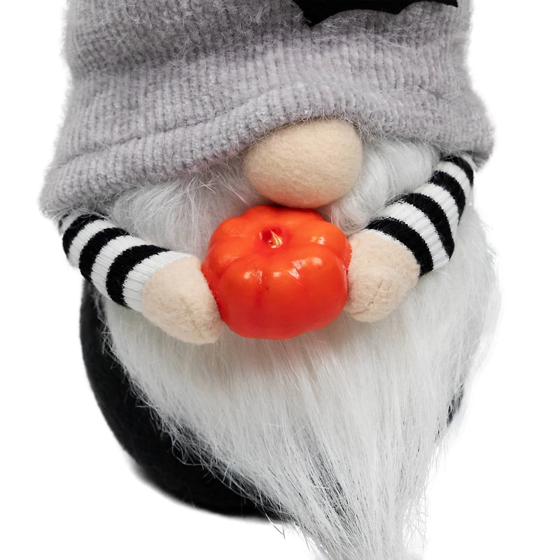 8" Halloween Bat Standing Gnome with Pumpkin