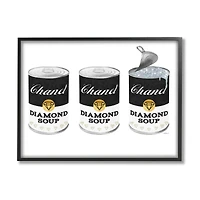 Stupell Industries Fashion Condensed Soup Trio Glam Black Diamond Pop Framed Wall Art