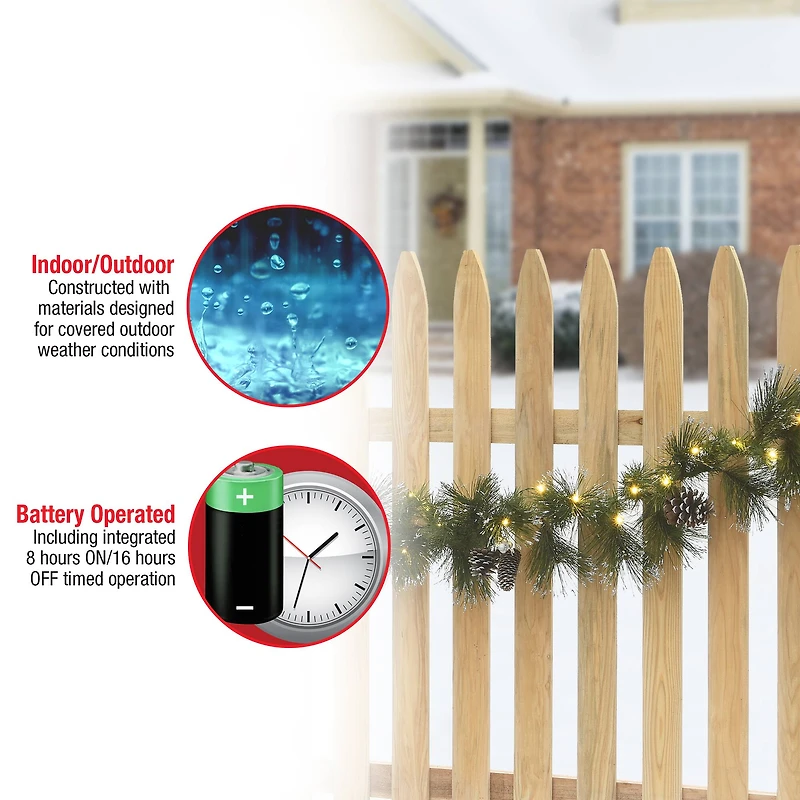 9ft. Whitter Pine Garland With LED Lights