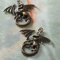Found Objects™ Oxidized Brass Dragon Pendants By Bead Landing™