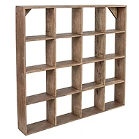 Hello Honey® 28" Square Walnut Finish Reclaimed Wood Shelf with 16 Compartments